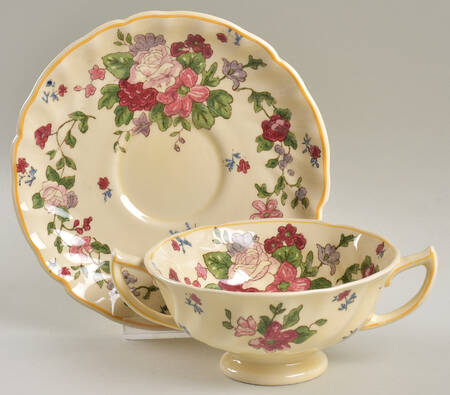 Wildflower Footed Cream Soup Bowl & Saucer Set