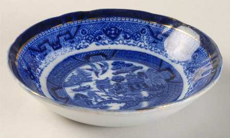 Willow (Flow Blue) Fruit/Dessert (Sauce) Bowl