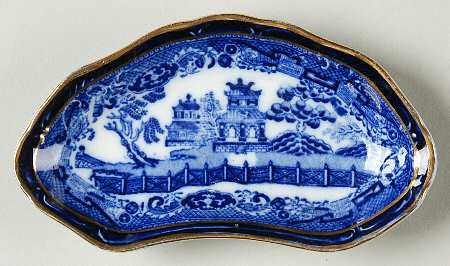 Willow (Flow Blue) Bone Dish