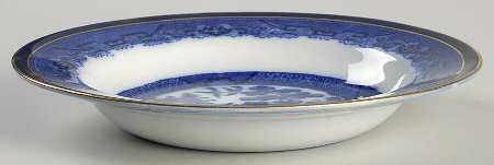 Willow (Flow Blue) Large Rim Soup Bowl