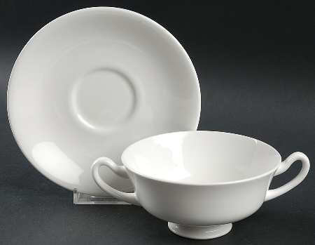 Wistful (Georgian Shape) Footed Cream Soup Bowl & Cup Saucer Set