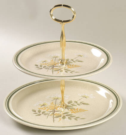 Will O' The Wisp (Double Green Lne) 6 5/8"-10"  2 Tiered Serving Tray (Dp, Sp) HC