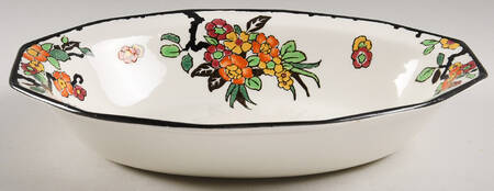 Woburn Black (No White Flowers) 10" Oval Vegetable Bowl