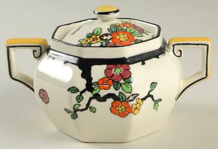 Woburn Black (No White Flowers) Sugar Bowl & Lid