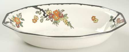 Woburn Black (No White Flowers) 8" Oval Vegetable Bowl