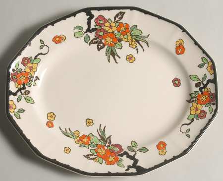 Woburn Black (No White Flowers) 11" Oval Serving Platter