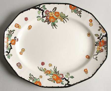 Woburn Black (No White Flowers) 13" Oval Serving Platter