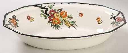 Woburn Black (No White Flowers) 9" Oval Vegetable Bowl