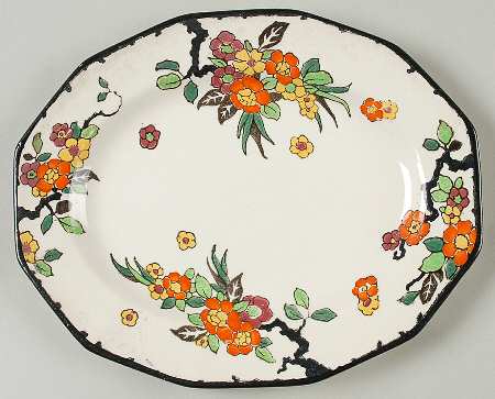 Woburn Black (No White Flowers) 9" Oval Serving Platter