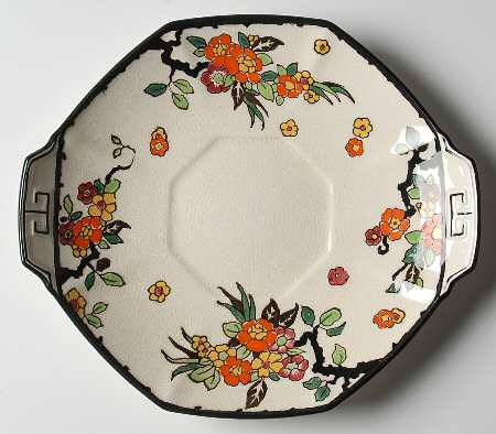 Woburn Black (No White Flowers) Handled Cake Plate