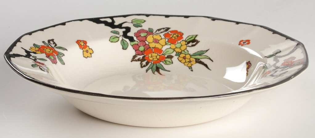 Woburn Black (No White Flowers) Rim Soup Bowl