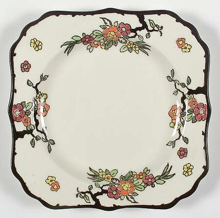 Woburn Black (No White Flowers) Square Salad Plate
