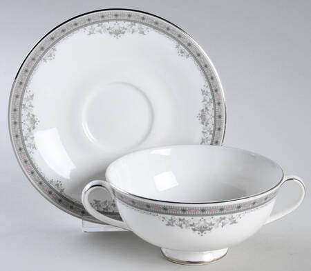 York Footed Cream Soup Bowl & Saucer Set