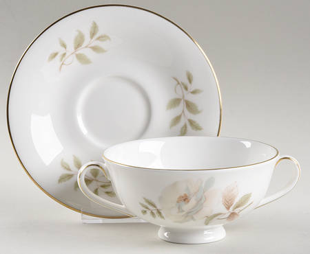 Yorkshire Rose Footed Cream Soup Bowl & Saucer Set