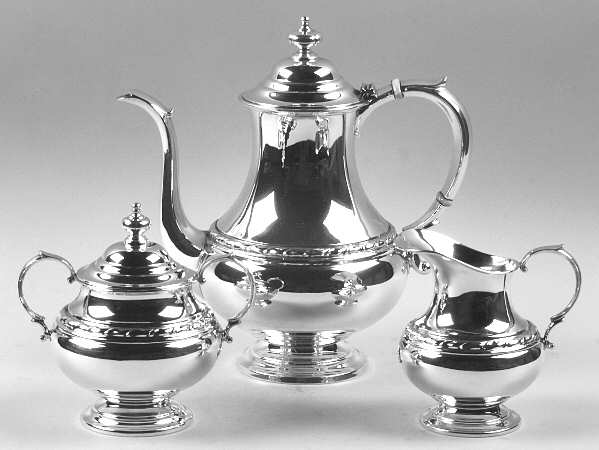 Hibiscus (Sterling, Hollowware) 3-Piece Coffee Set with Coffee Pot