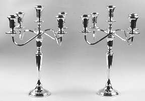 Sterling Hollowware Pair of Large 5 Light Candelabras