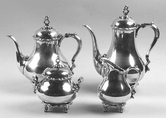 Provincial (Silverplate, Hollowware) (4 Piece) Silverplate Tea Set