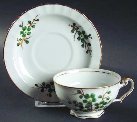 Emerald Footed Cup & Saucer Set