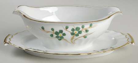 Emerald Gravy Boat with Attached Underplate