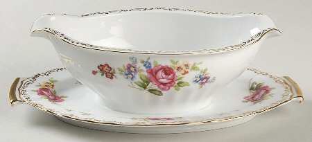 Spring Glory Gravy Boat with Attached Underplate