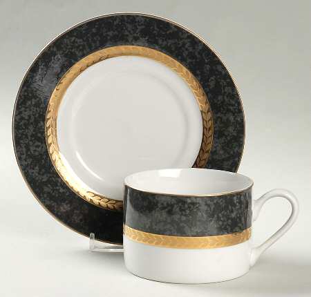 Imperial Gray Flat Cup & Saucer Set