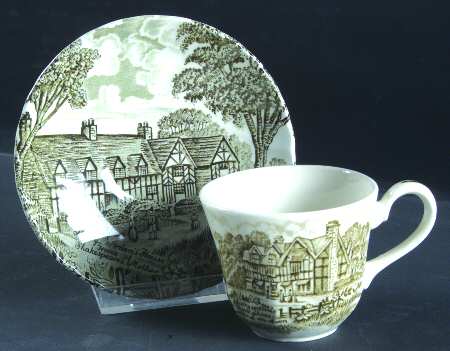 Shakespeare Country Green Flat Demitasse Cup & Saucer Set