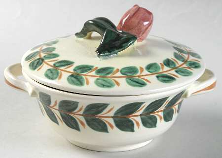 Ardennes Forest Green Cream Soup Bowl & Lid Set