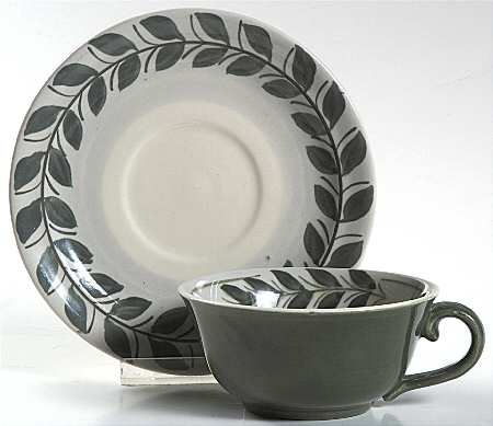 Ardennes Forest Green Flat Cup & Saucer Set