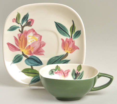 Blossom Time Green Flat Cup & Saucer Set