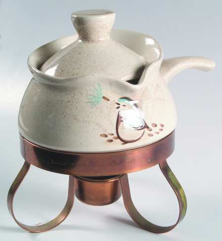 Bob White Gravy & Lid w/Copper Metal Stand