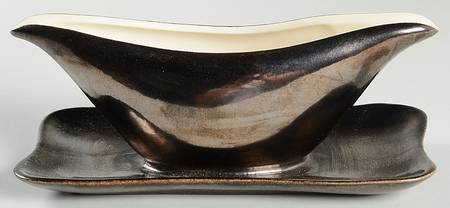 Lotus Bronze Gravy Boat with Attached Underplate