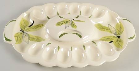 Magnolia Chartreuse Deviled Egg Server with Cover