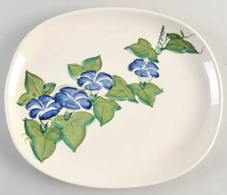 Morning Glory Blue 12" Oval Serving Platter