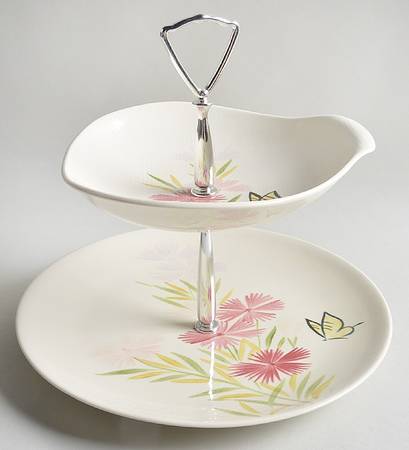 Pink Spice 2 Tiered Serving Tray (Dinner Plate & Soup Lugged)