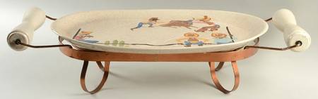 Round Up 19" Oval Platter & Copper Double Metal Stand