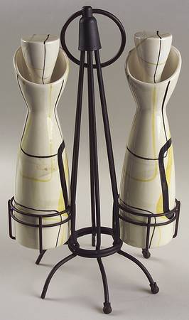 Smart Set Cruet & Stopper - Set of 2 with Black Metal Stand