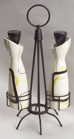 Smart Set Cruet & Stopper - Set of 2 Motif 1 with Black Metal Std