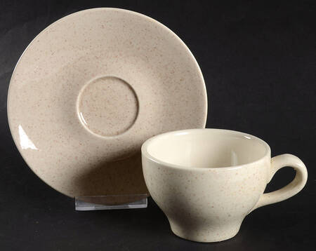 Tan Fleck Flat Cup & Saucer Set