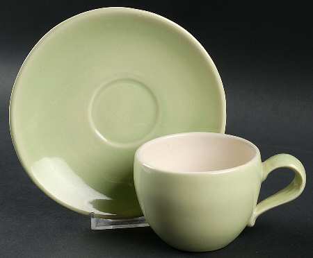 Town and Country Chartreuse Flat Cup & Saucer Set