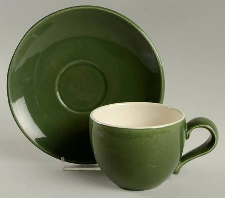 Town and Country Forest Green Flat Cup & Saucer Set