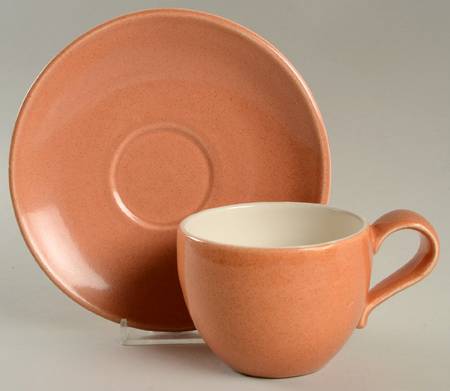 Town and Country Peach Flat Cup & Saucer Set