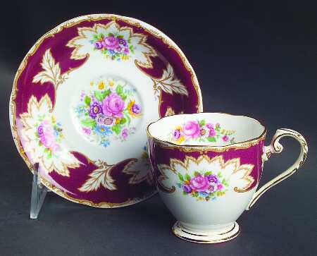 Academy Burgundy Footed Demitasse Cup & Saucer Set
