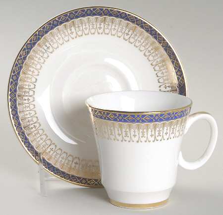 Majestic Dark Blue Flat Cup & Saucer Set