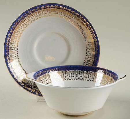 Majestic Dark Blue Flat Cream Soup Bowl & Saucer Set