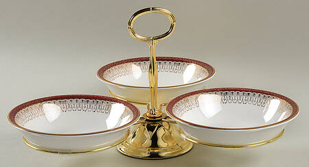 Majestic Maroon 7" x 12" 3-Part Relish & Metal Stand (CERC) HC