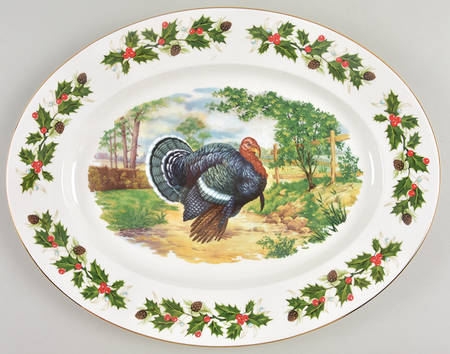 Noel (Holly Backstamp, Smooth) 15" Oval Serving Platter
