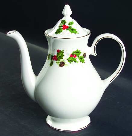 Noel (Holly Backstamp, Smooth) Coffee Pot & Lid