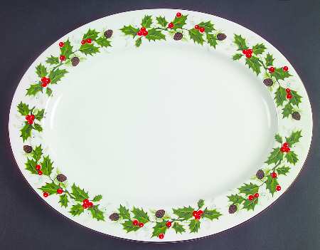 Noel (Holly Backstamp, Smooth) 13" Oval Serving Platter