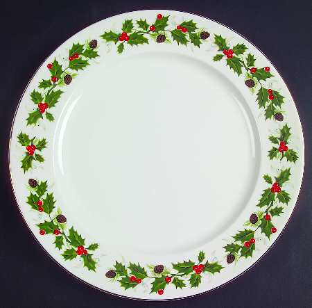 Noel (Holly Backstamp, Smooth) 12" Chop Plate (Round Platter)