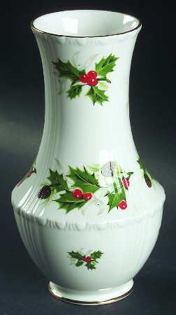 Noel (Holly Backstamp, Smooth) 7" Vase